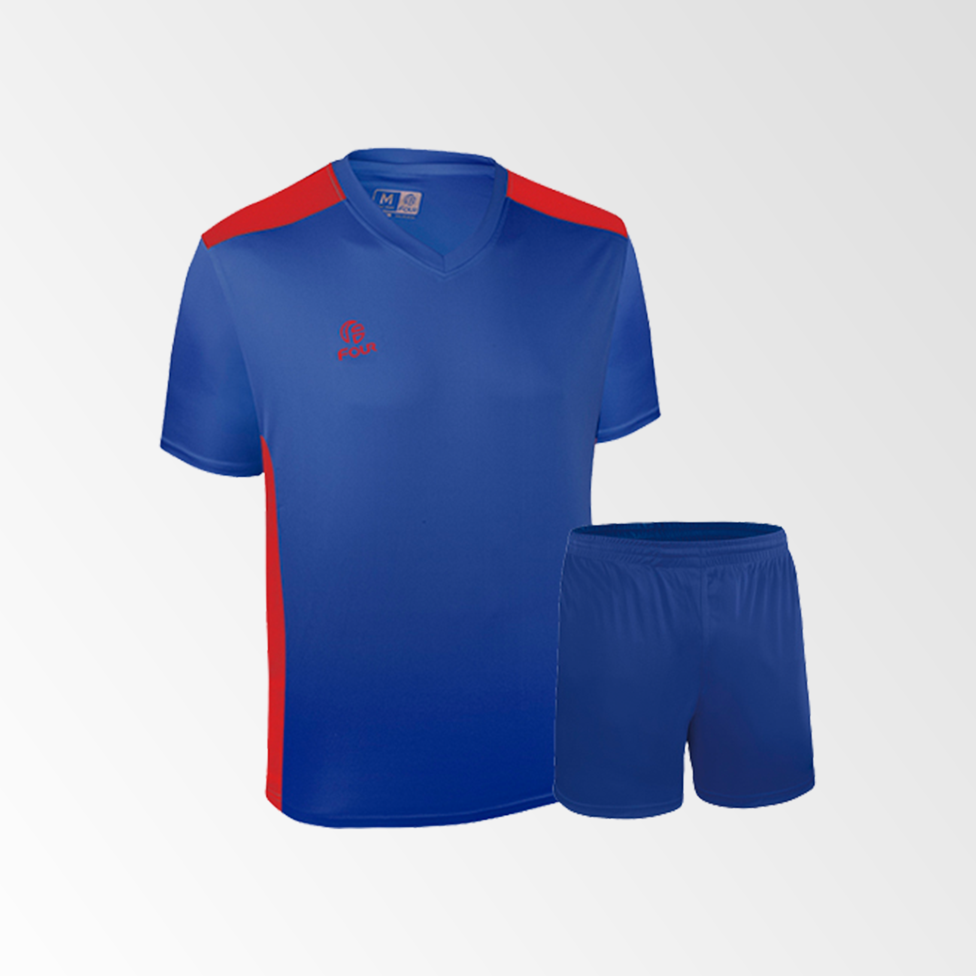 Camiseta de Futbol y Short Modelo Palermo Azul Rojo