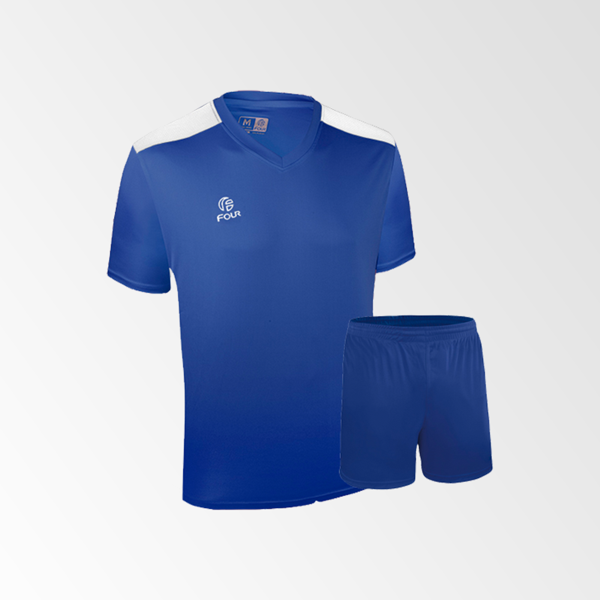 Camiseta de Futbol y Short Modelo Palermo Azul Blanco