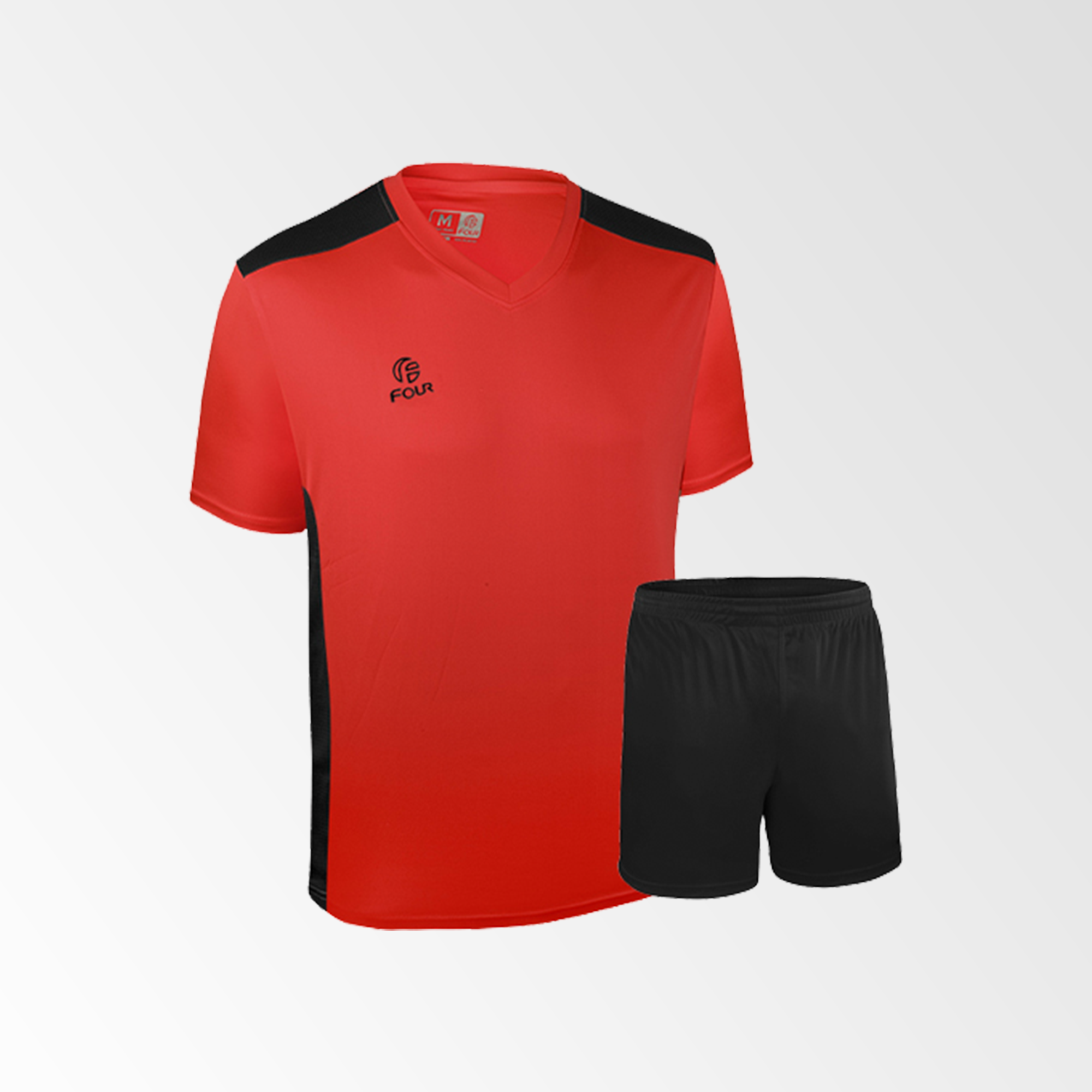 Camiseta de Futbol y Short Modelo Palermo Naranjo Flash Negro