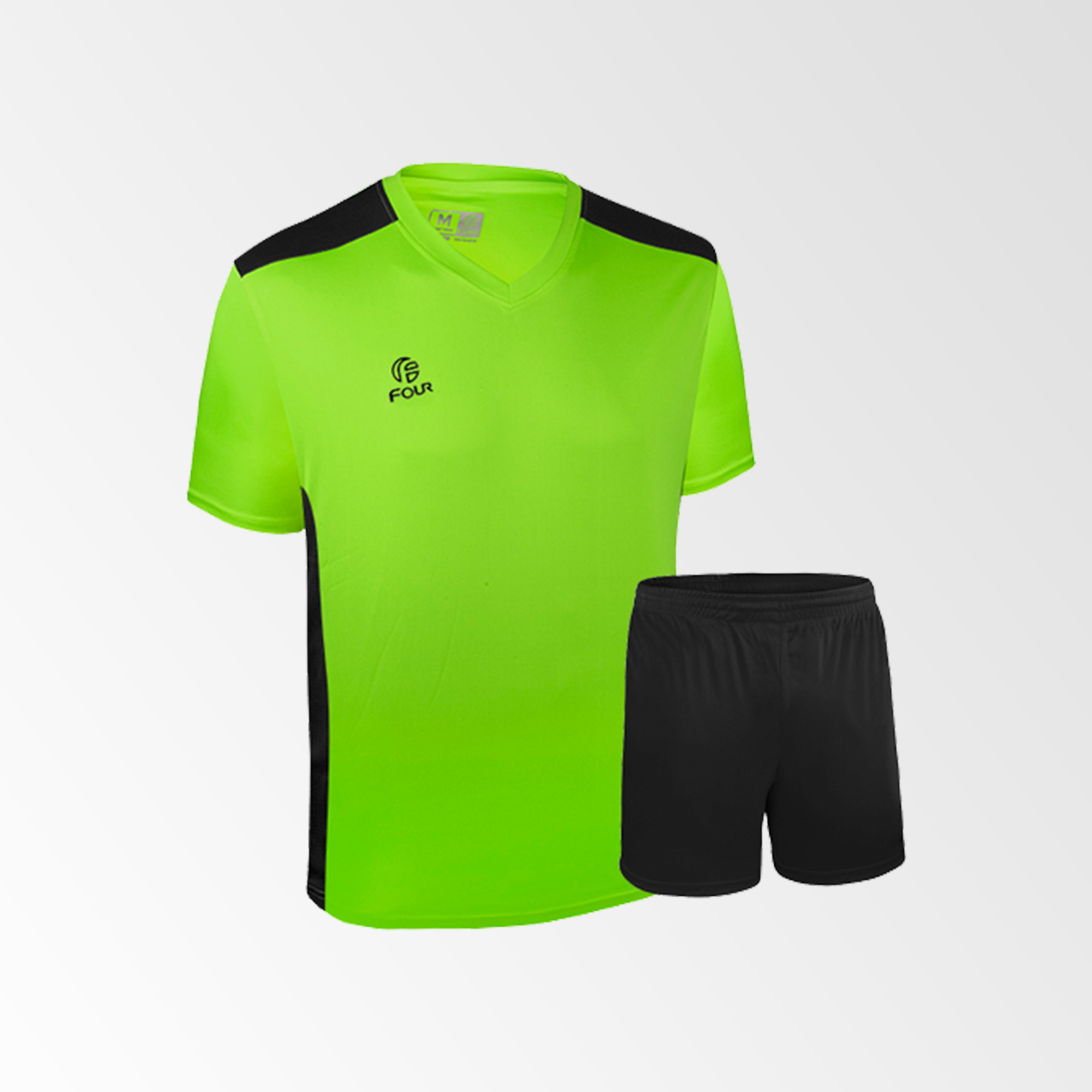 Camiseta de Futbol y Short Modelo Palermo Verde-Lima Negro