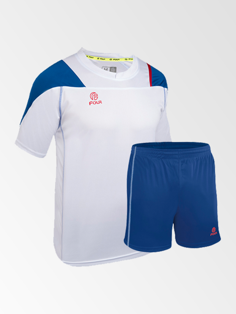 Camiseta de Futbol y Short Modelo Parma Blanco Azul Rojo