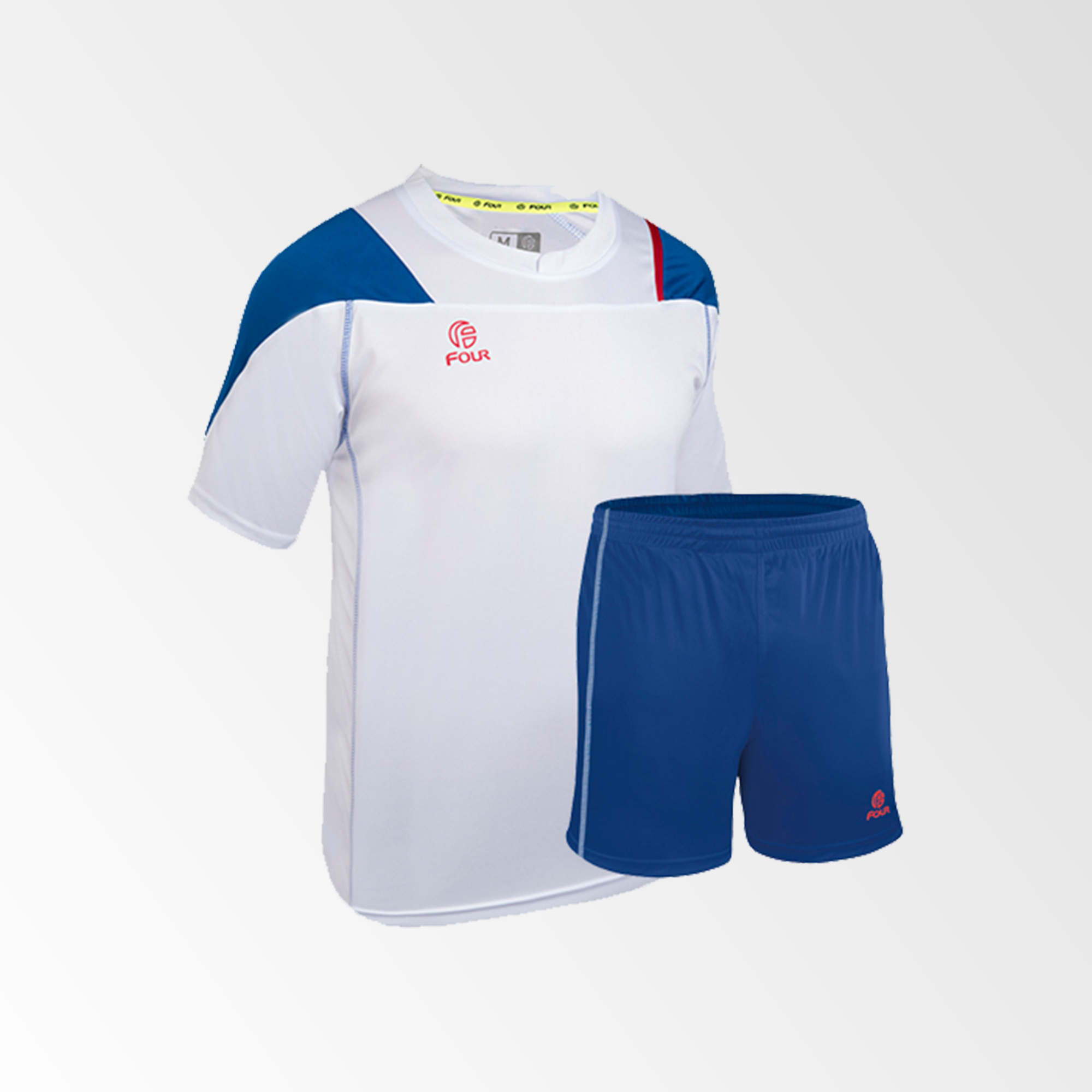 Camiseta de Futbol y Short Modelo Parma Blanco Azul Rojo