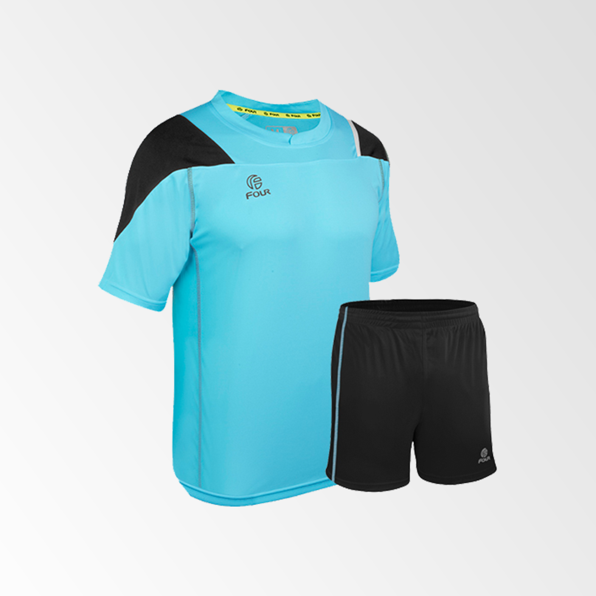 Camiseta de Futbol y Short Modelo Parma Celeste Negro