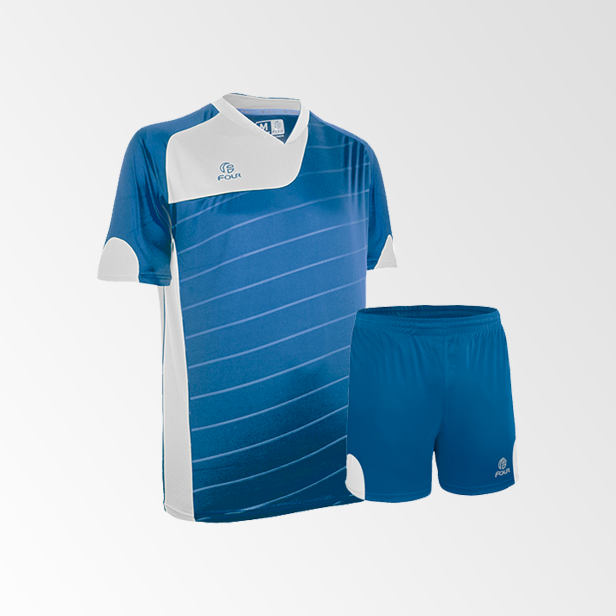 Camiseta de Futbol y Short Modelo Torino Azul Blanco