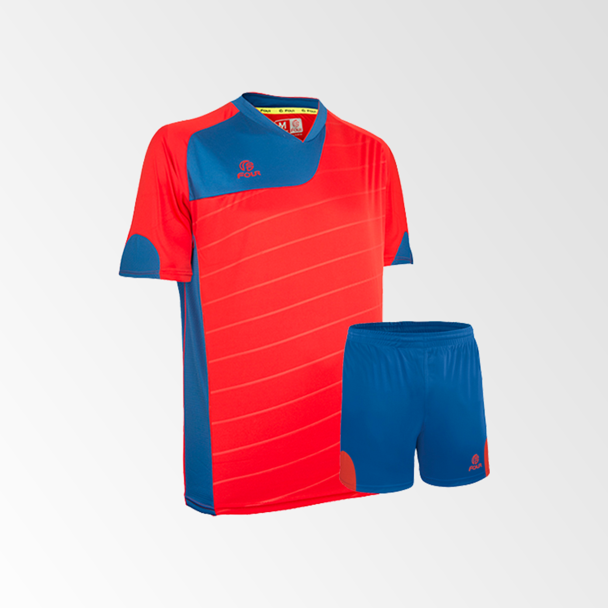 Camiseta de Futbol y Short Modelo Torino Rojo Azul