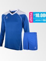 Camiseta de Futbol y Short Modelo Atalanta Azul Blanco Manga Larga