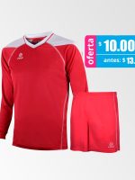 Camiseta de Futbol y Short Modelo Atalanta Rojo Blanco Manga Larga