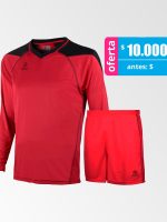 Camiseta de Futbol y Short Modelo Atalanta Rojo Negro Manga Larga