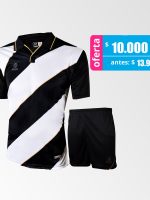 Camiseta de Futbol y Short Modelo Bayern Negro Blanco oro
