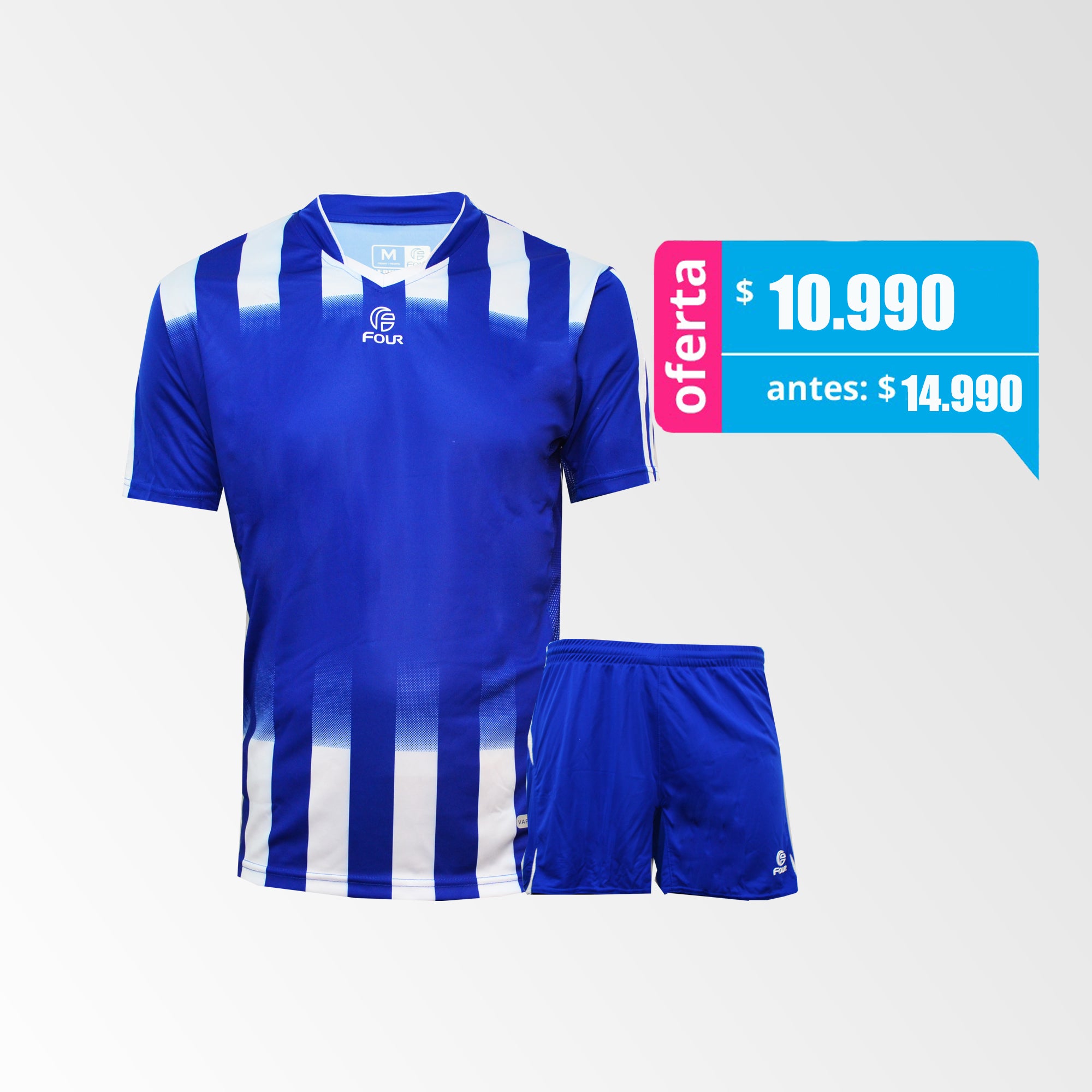 Camiseta de Futbol y Short Modelo Bilbao Azul Blanco