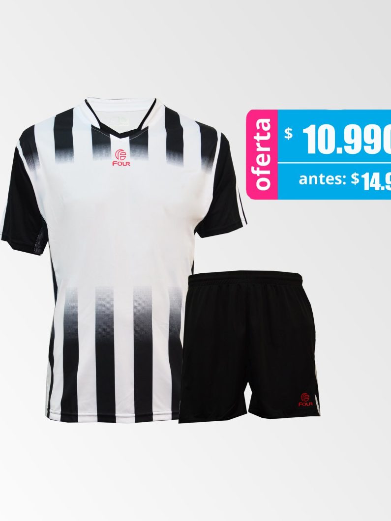 Camiseta de Futbol y Short Modelo Bilbao Blanco Negro
