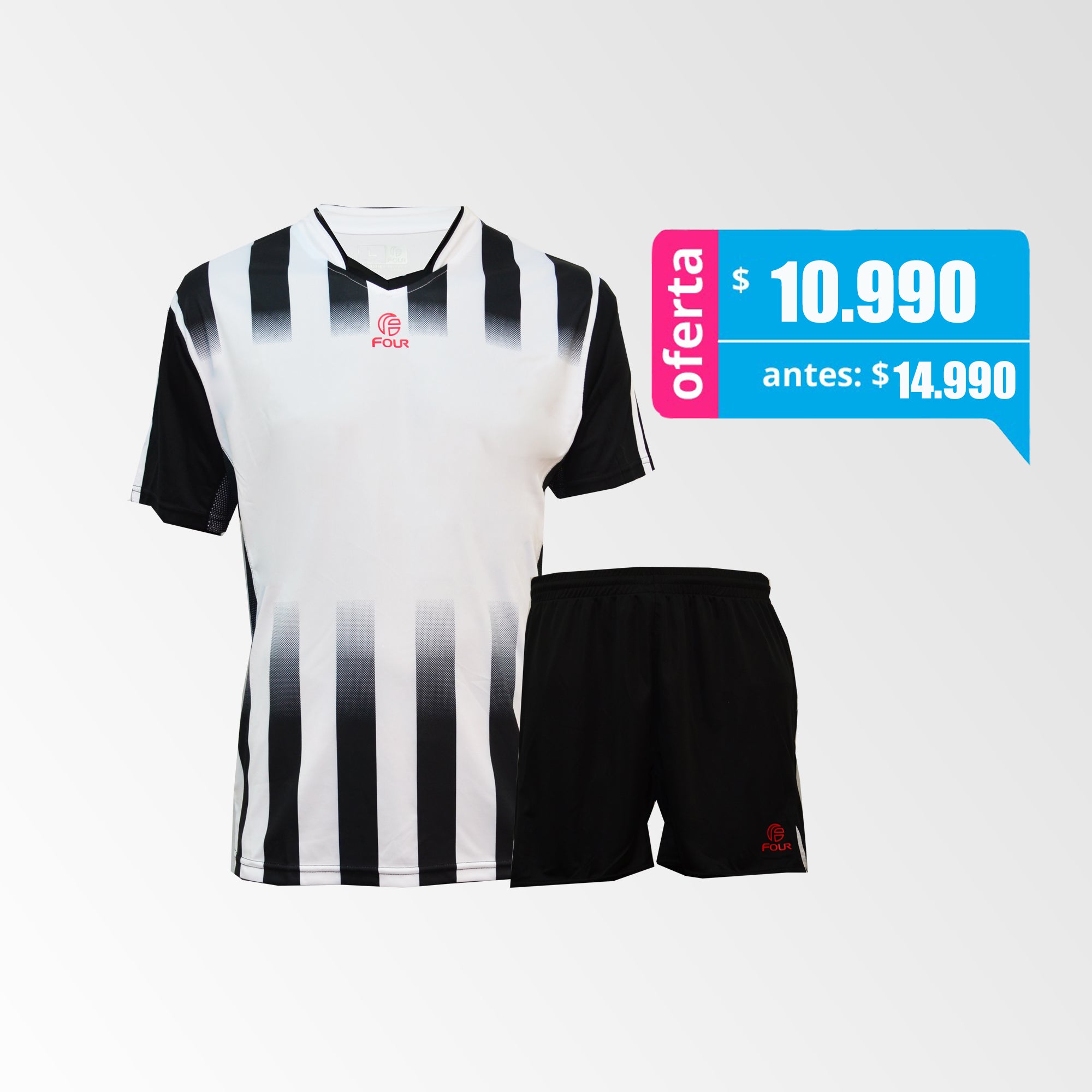 Camiseta de Futbol y Short Modelo Bilbao Blanco Negro