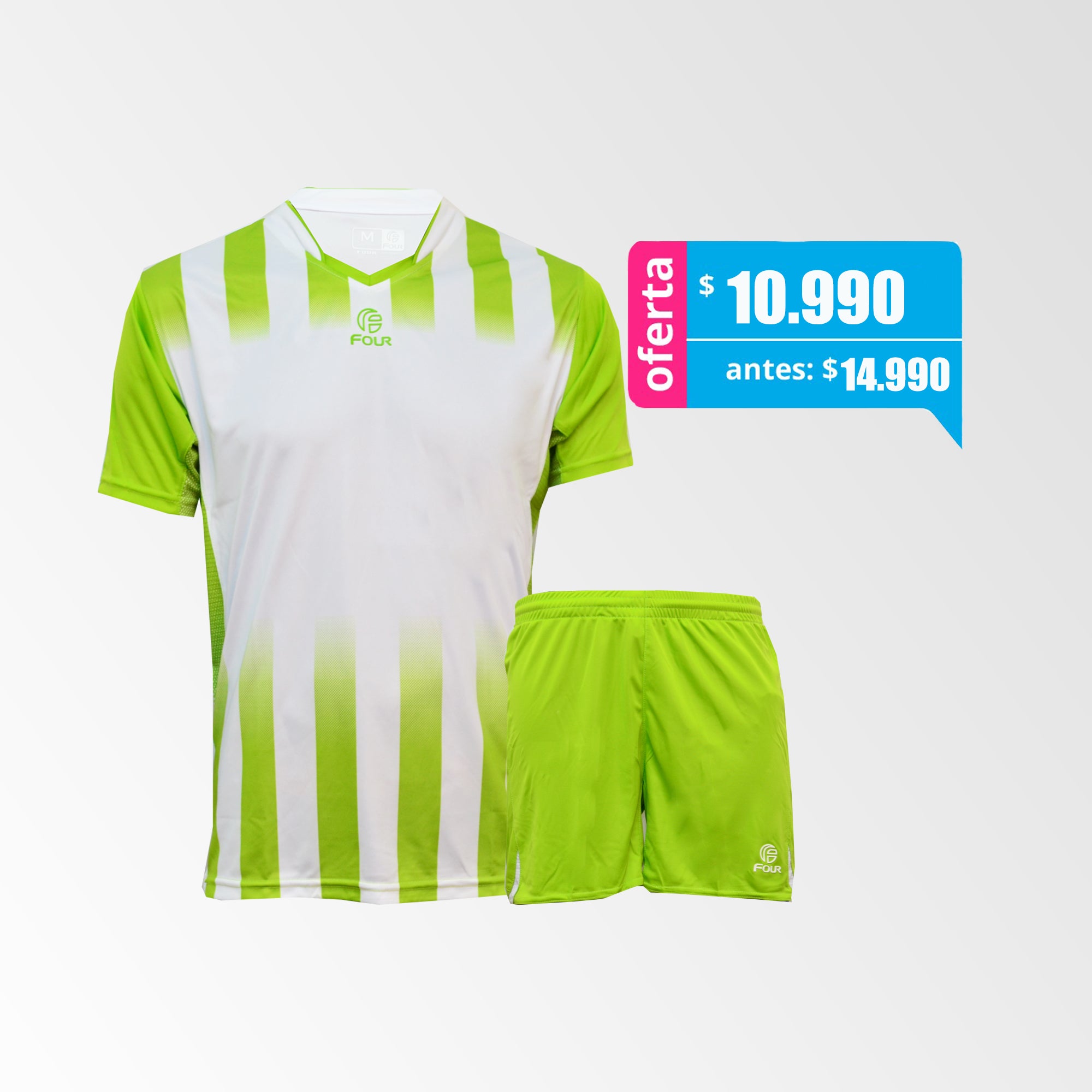 Camiseta de Futbol y Short Modelo Bilbao Blanco Verde -Lima