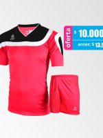 Camiseta de Futbol y Short Modelo Bolton Rojo Negro Blanco