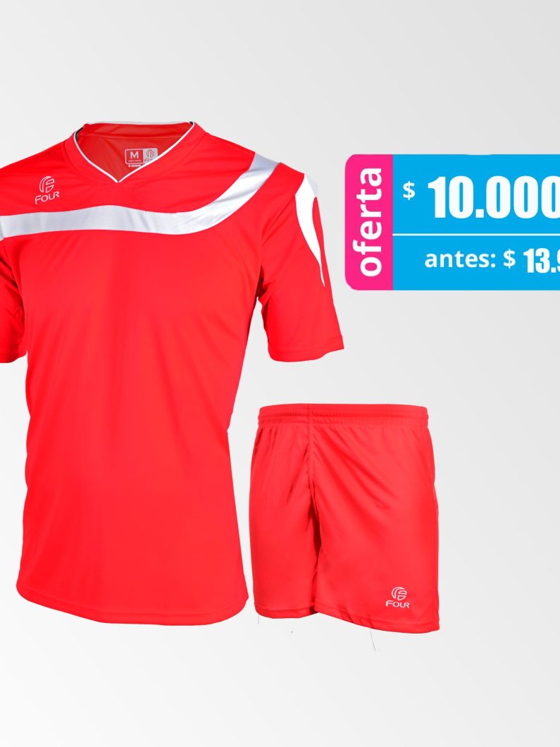 Camiseta de Futbol y Short Modelo Bolton Rojo Blanco