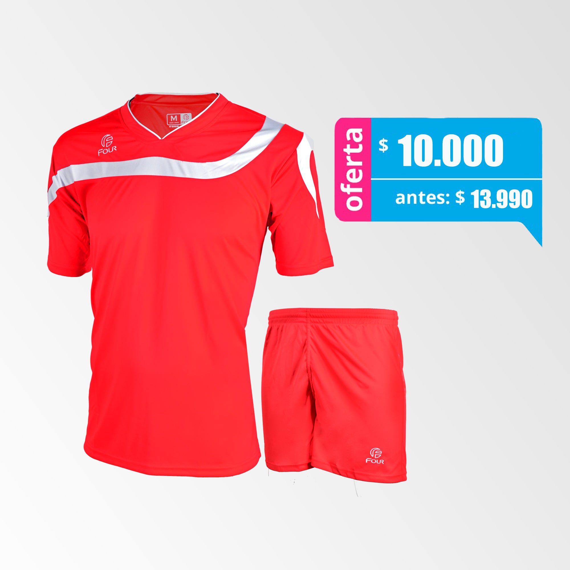 Camiseta de Futbol y Short Modelo Bolton Rojo Blanco