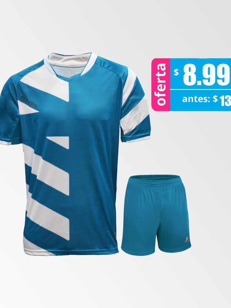 Camiseta de Futbol y Short Modelo Borussia Azul-Madrid Blanco
