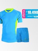 Camiseta de Futbol y Short Modelo Bundesliga Azul-Claro Amarillo-Ne??n