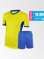 Camiseta de Futbol y Short Modelo Cardiff Amarillo Azul