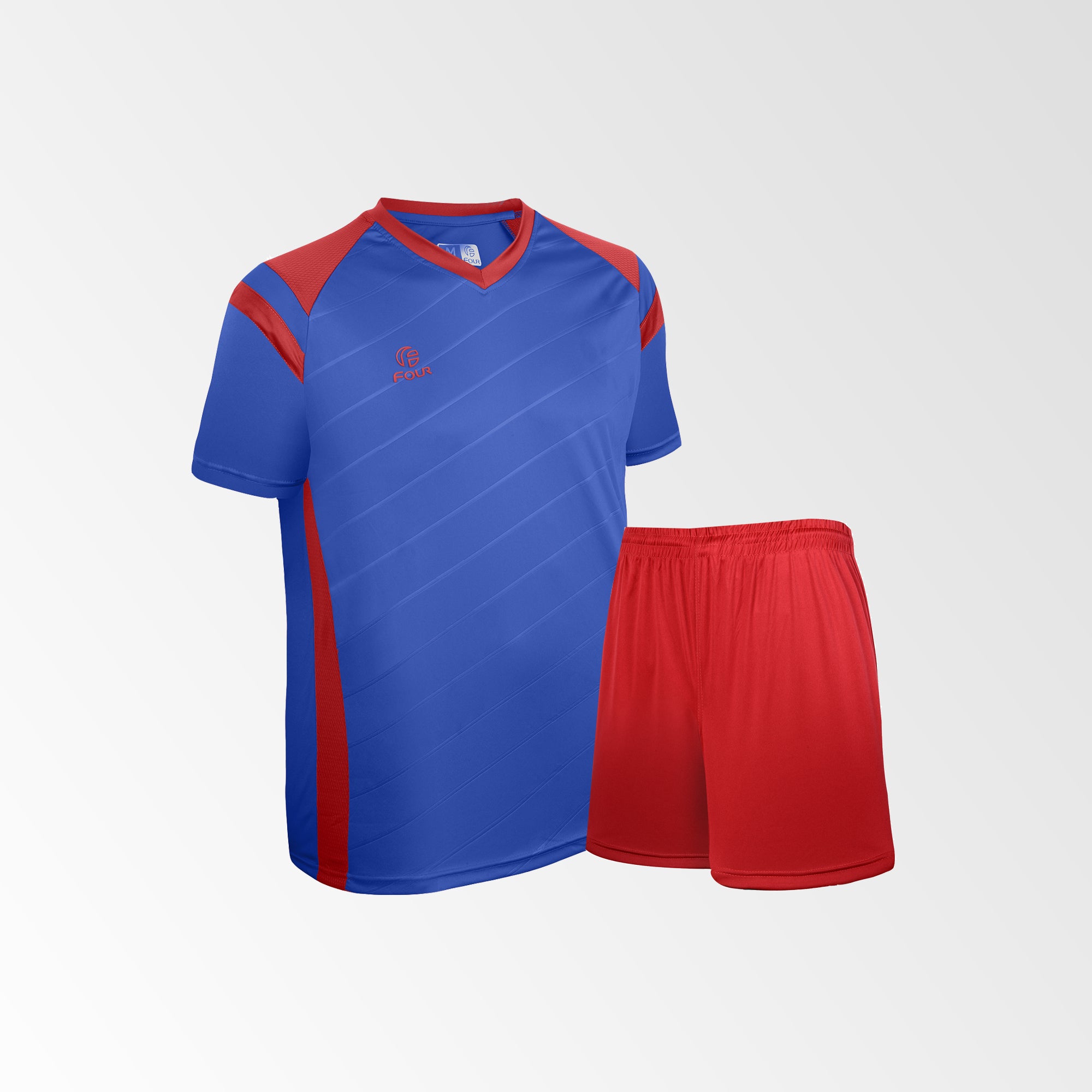 Camiseta de Futbol y Short Modelo High Five Azul Rojo