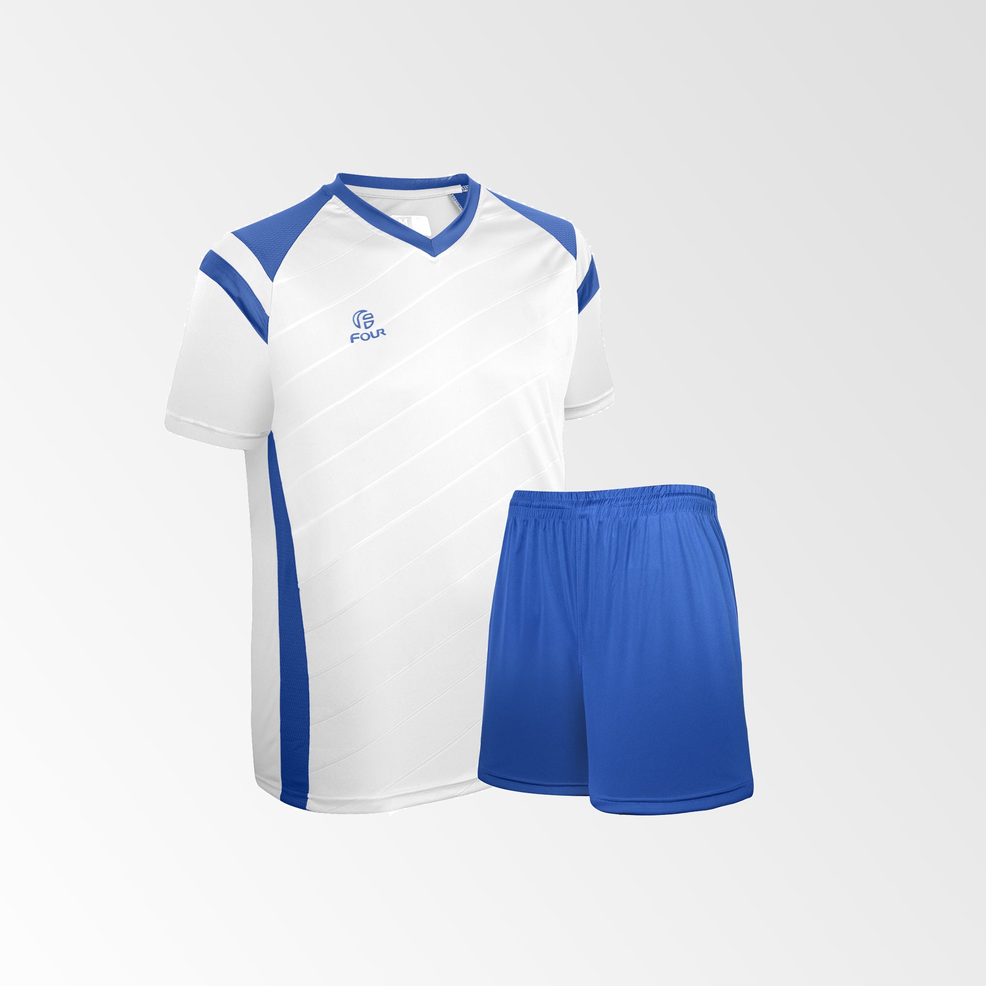 Camiseta de Futbol y Short Modelo High Five Blanco Azul