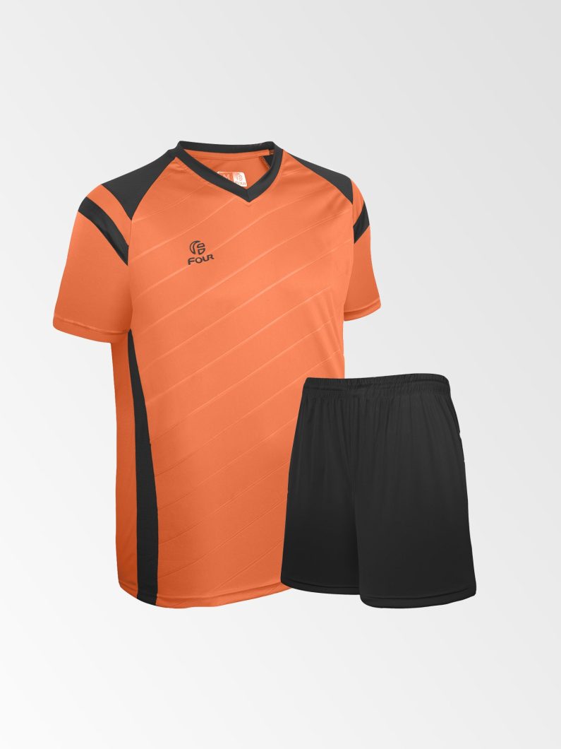 Camiseta de Futbol y Short Modelo High Five Naranjo-Negro