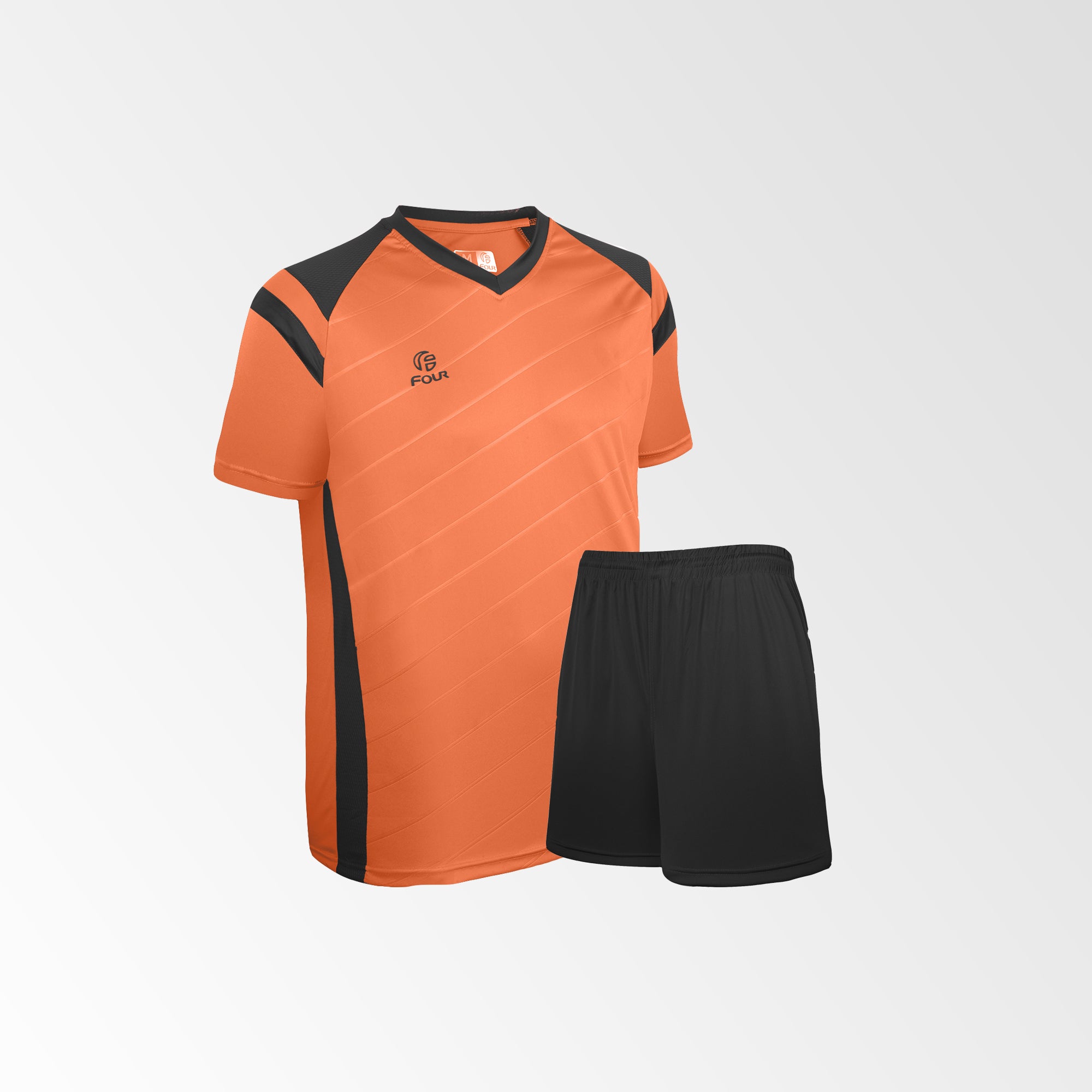 Camiseta de Futbol y Short Modelo High Five Naranjo-Negro