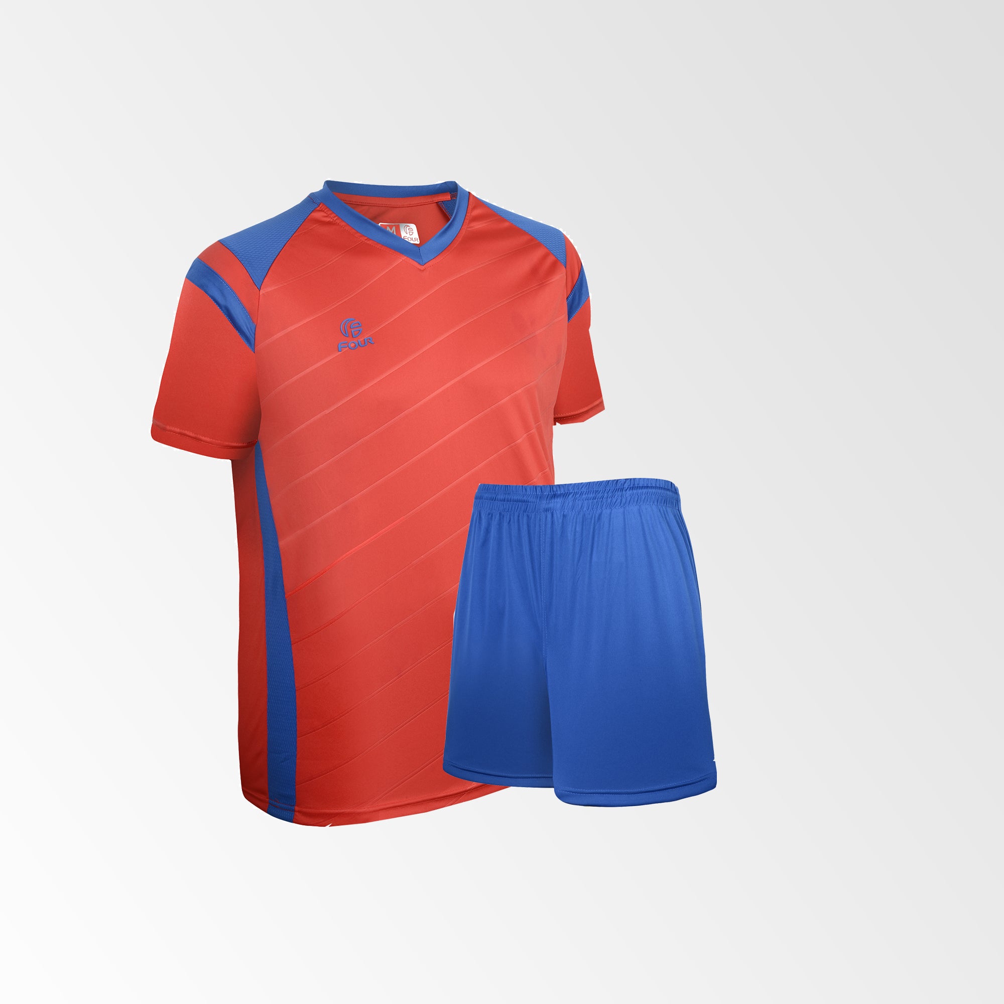 Camiseta de Futbol y Short Modelo High Five Rojo Azul