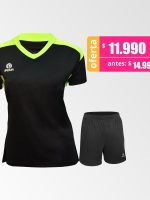 Camiseta de Futbol Mujer y Short Modelo Marsella Negro Verde