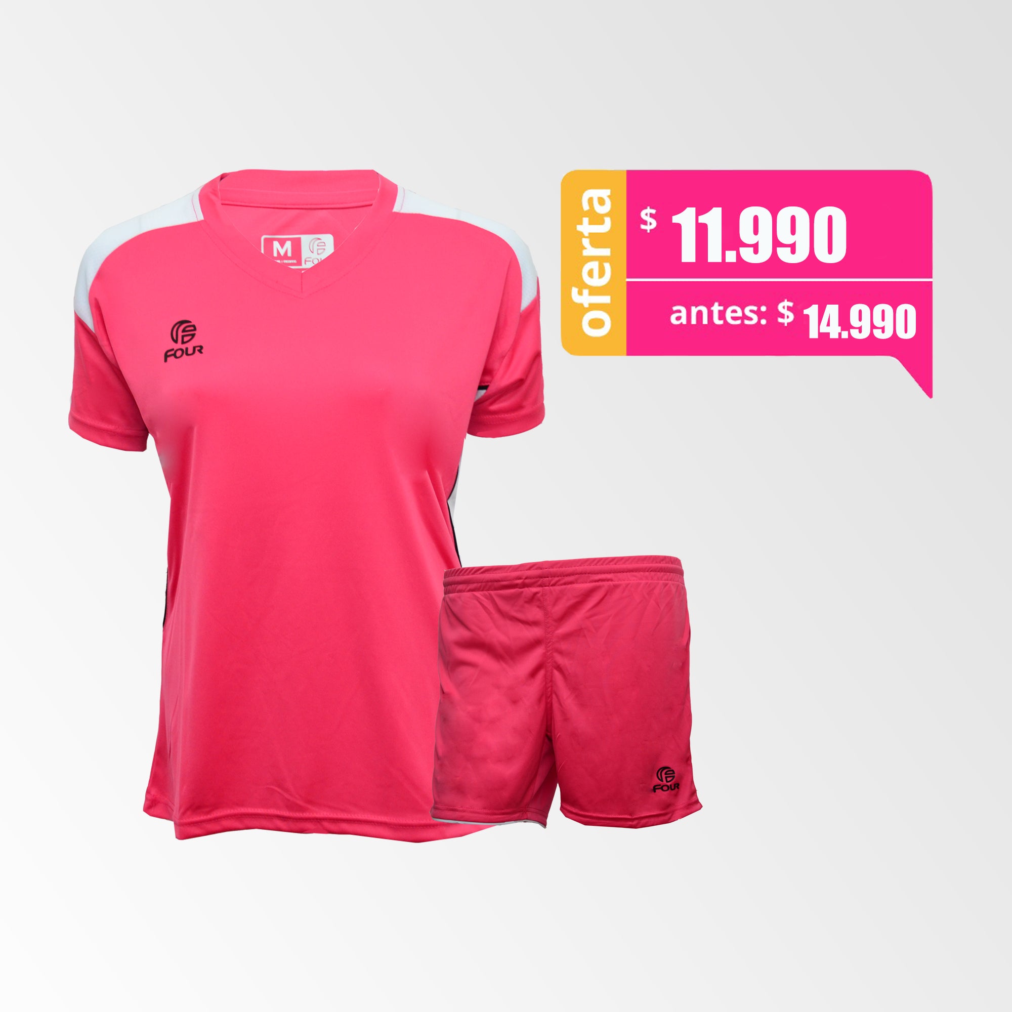 Camiseta de Futbol Mujer y Short Modelo Marsella Rojo-Rouge Blanco