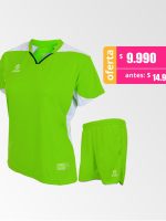 Camiseta de Futbol Mujer y Short Modelo Valencia Verde-Lima Blanco