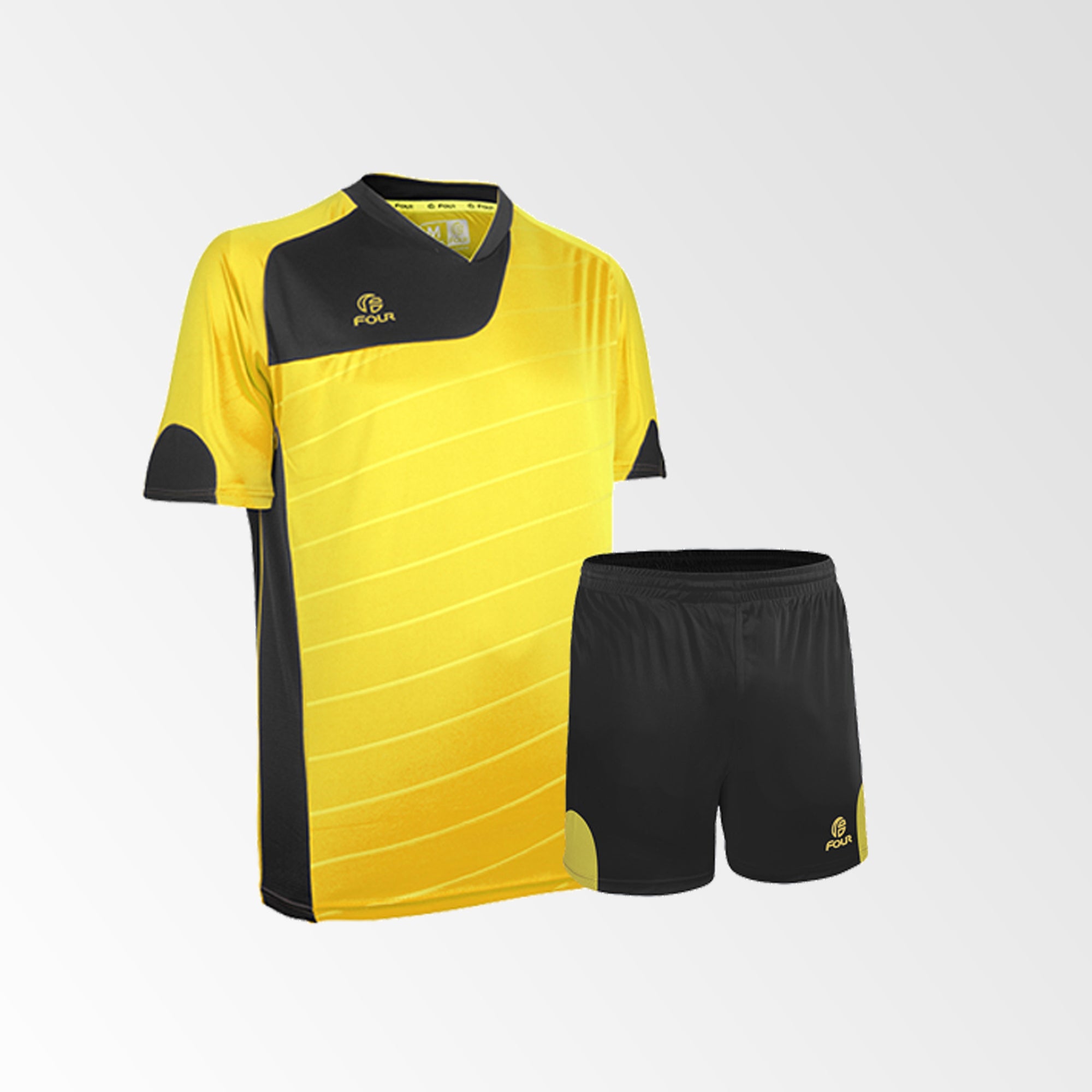 Camiseta de Futbol y Short Modelo Torino Amarillo Negro
