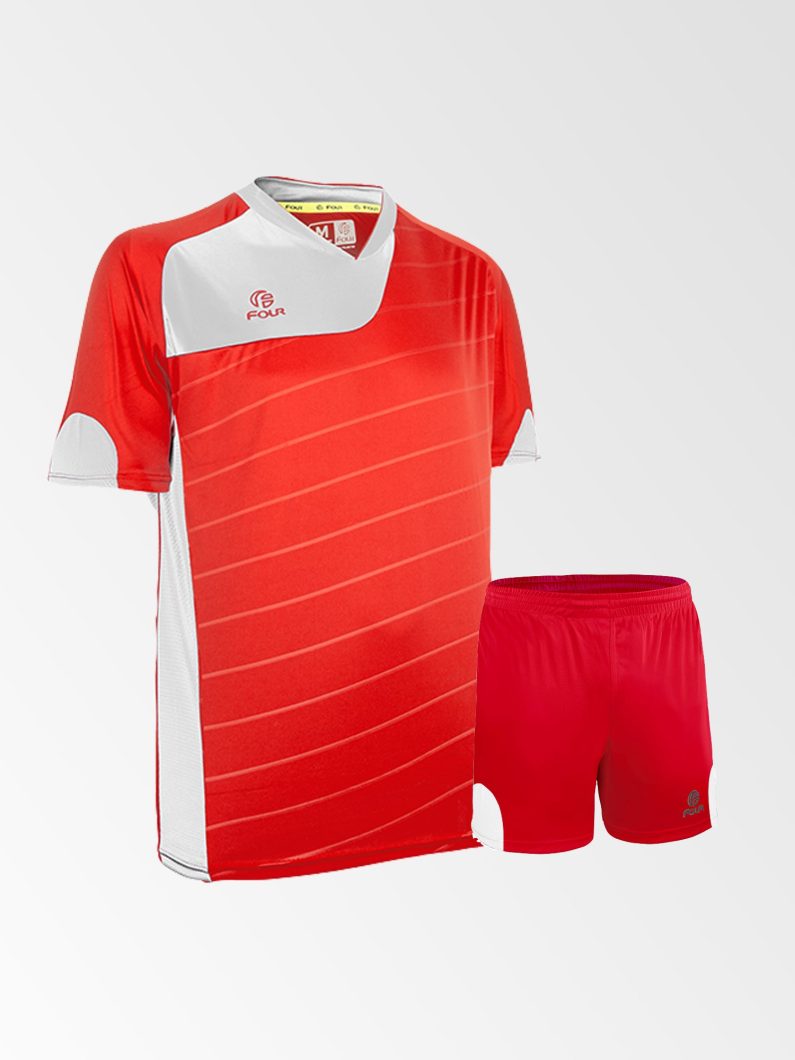 Camiseta de Futbol y Short Modelo Torino Rojo Blanco