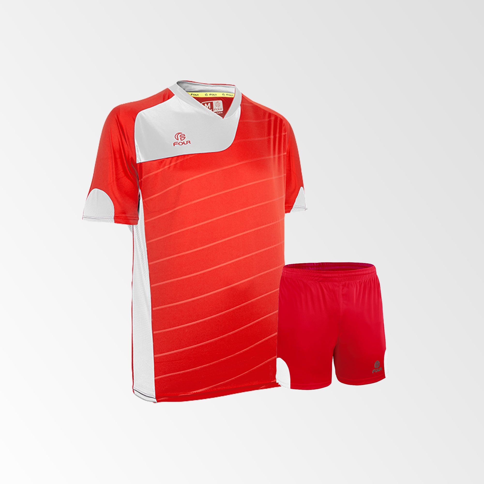 Camiseta de Futbol y Short Modelo Torino Rojo Blanco